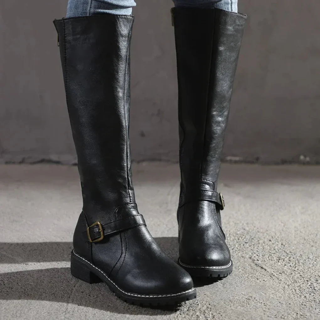 Women’s Stylish Waterproof Belt Leather Boots