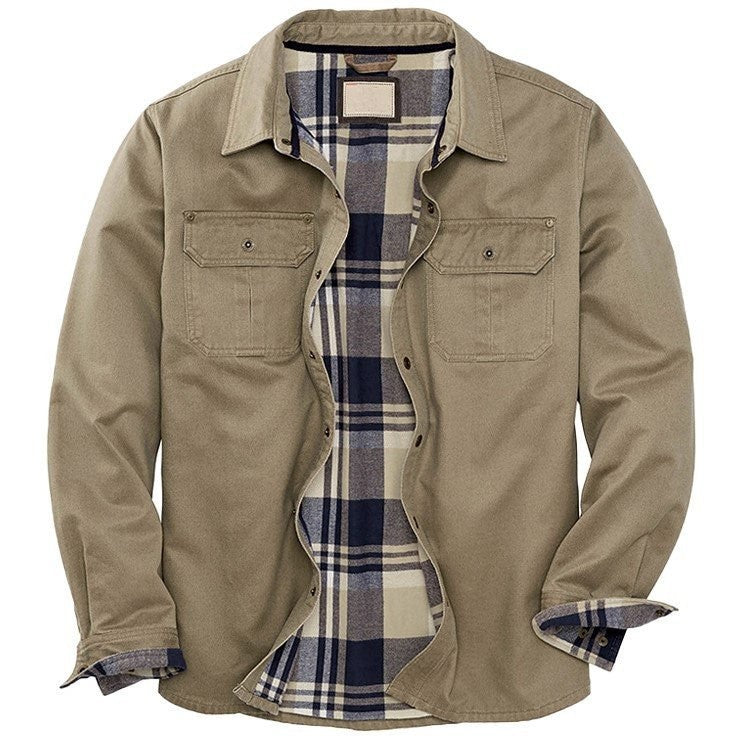 Men's Classic Warm Checkered Outdoor Shirt Jacket