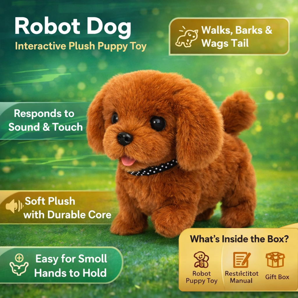 Robot Dog Toy Interactive Walking Barking Plush Puppy Kids - Image 4