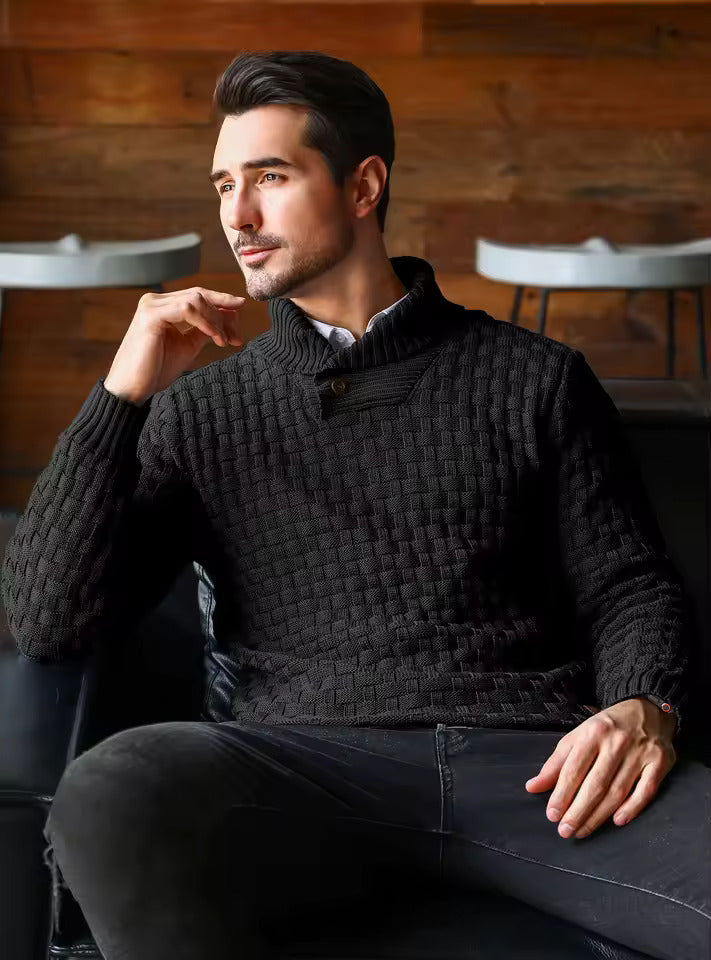 Men's Elegant Warm Knitted High Neck Sweater
