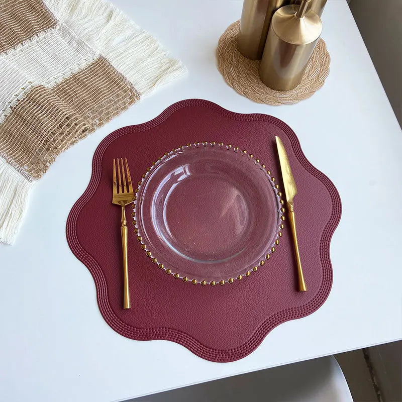 Round Faux Leather Placemats Set 4 Waterproof Heat Resistant Embossed - Image 9