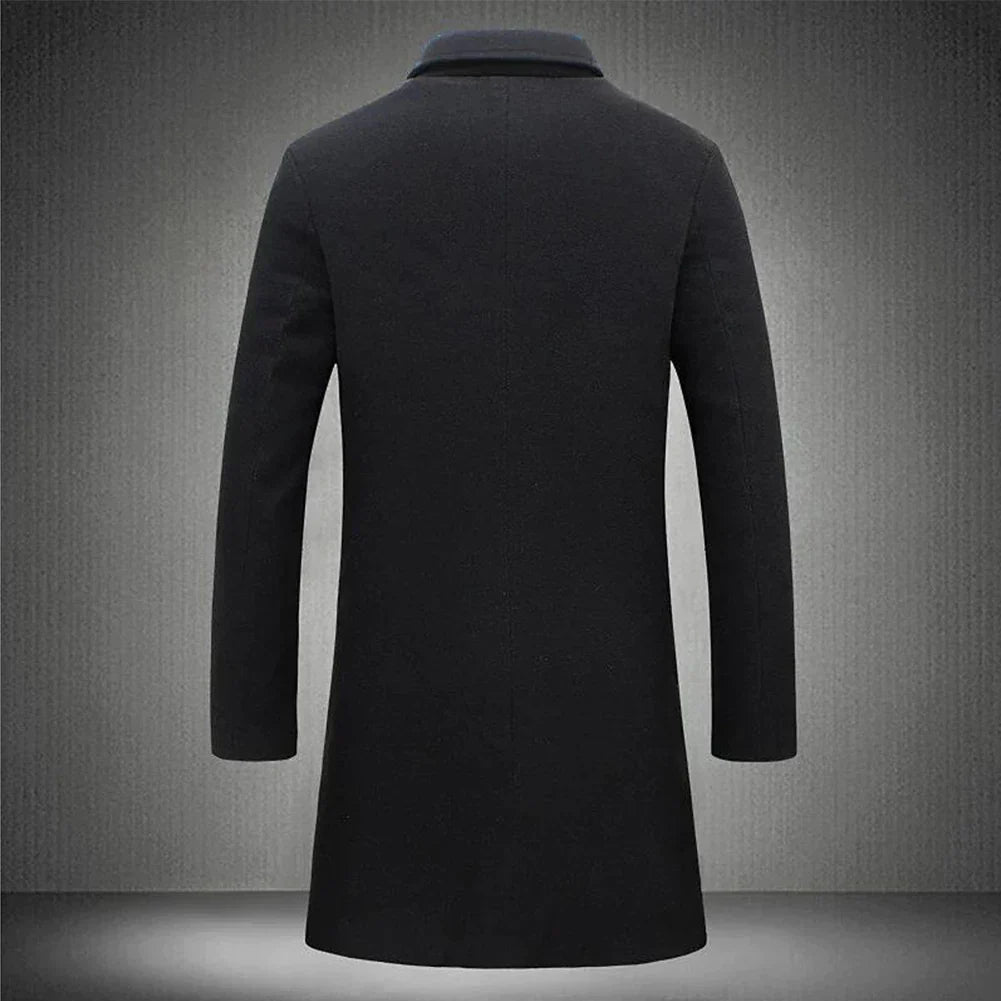 Men's Sleek Winter Lapel Button Slim Long Coat