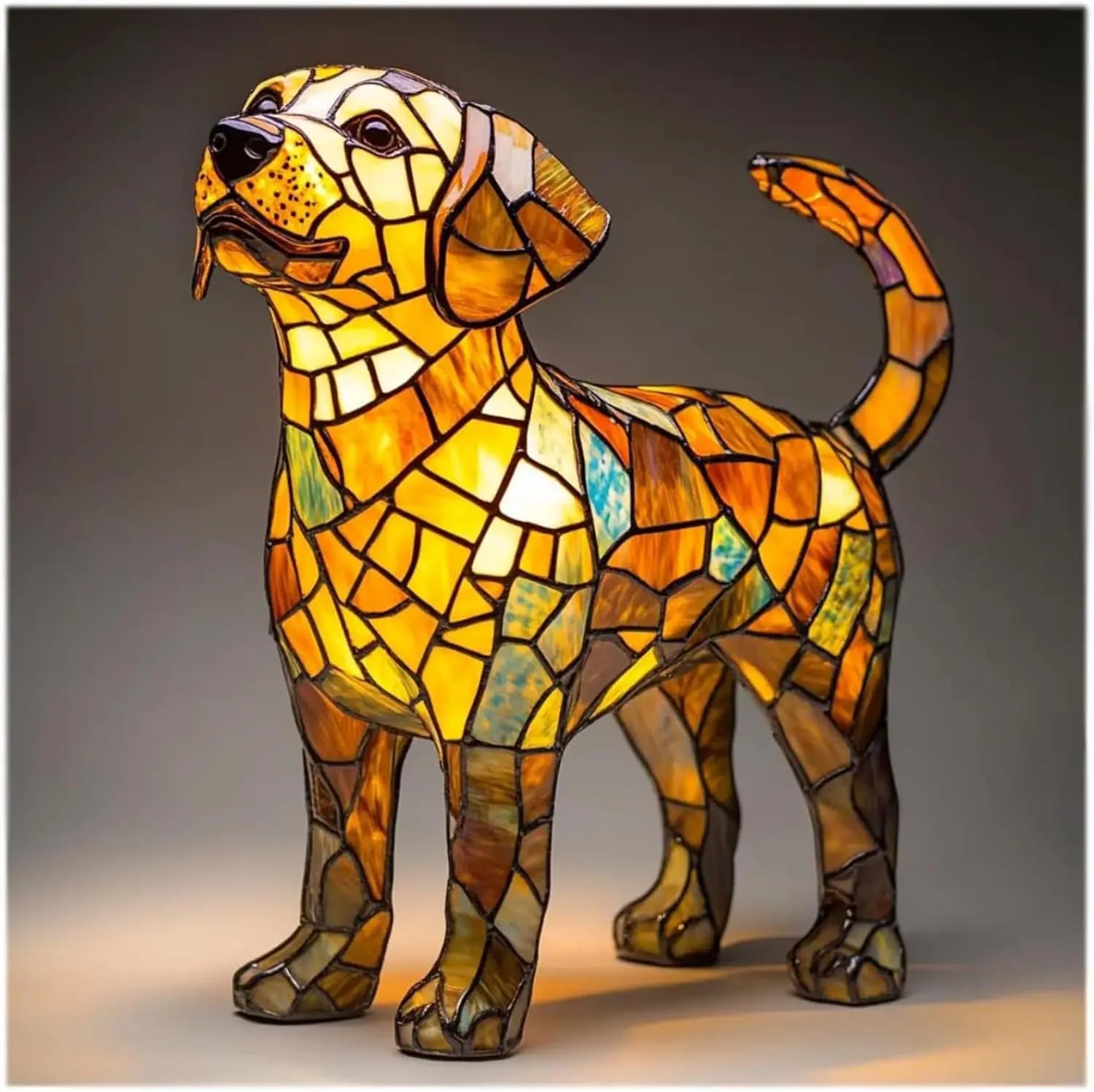 Colorful Dog Figurine Table Lamp Playful Artistic Home Décor - Image 9