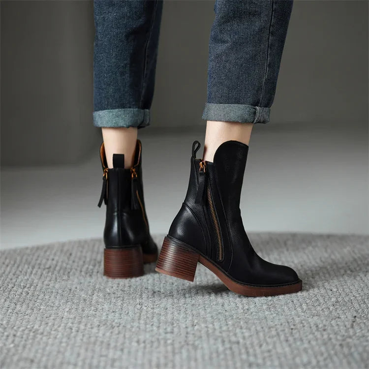 Women's Timeless Modern Durable Ankle Boots with Side Zipper