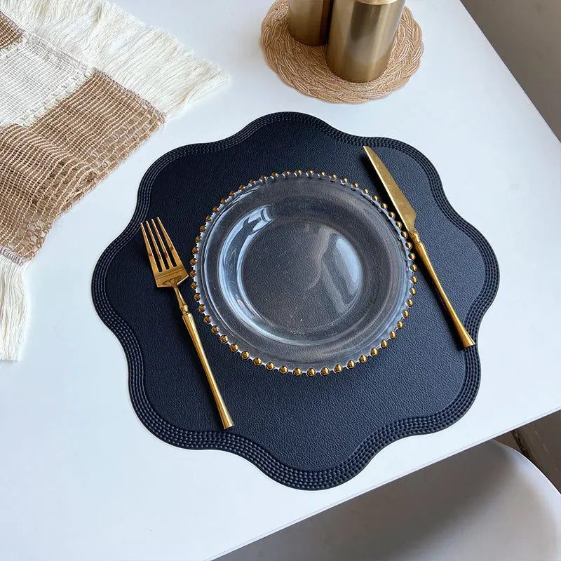 Round Faux Leather Placemats Set 4 Waterproof Heat Resistant Embossed - Image 8