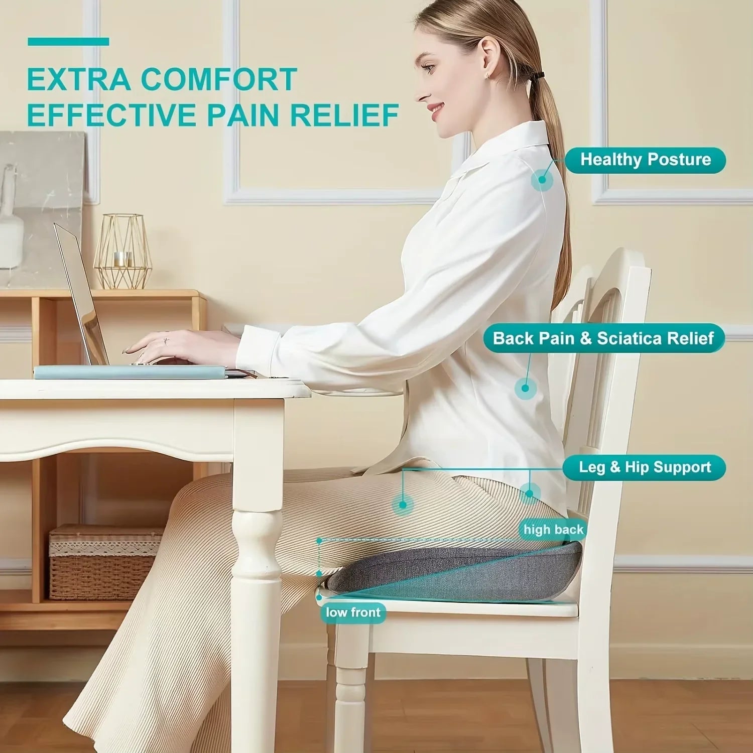 Ergonomic Seat Cushion for Spine Support
