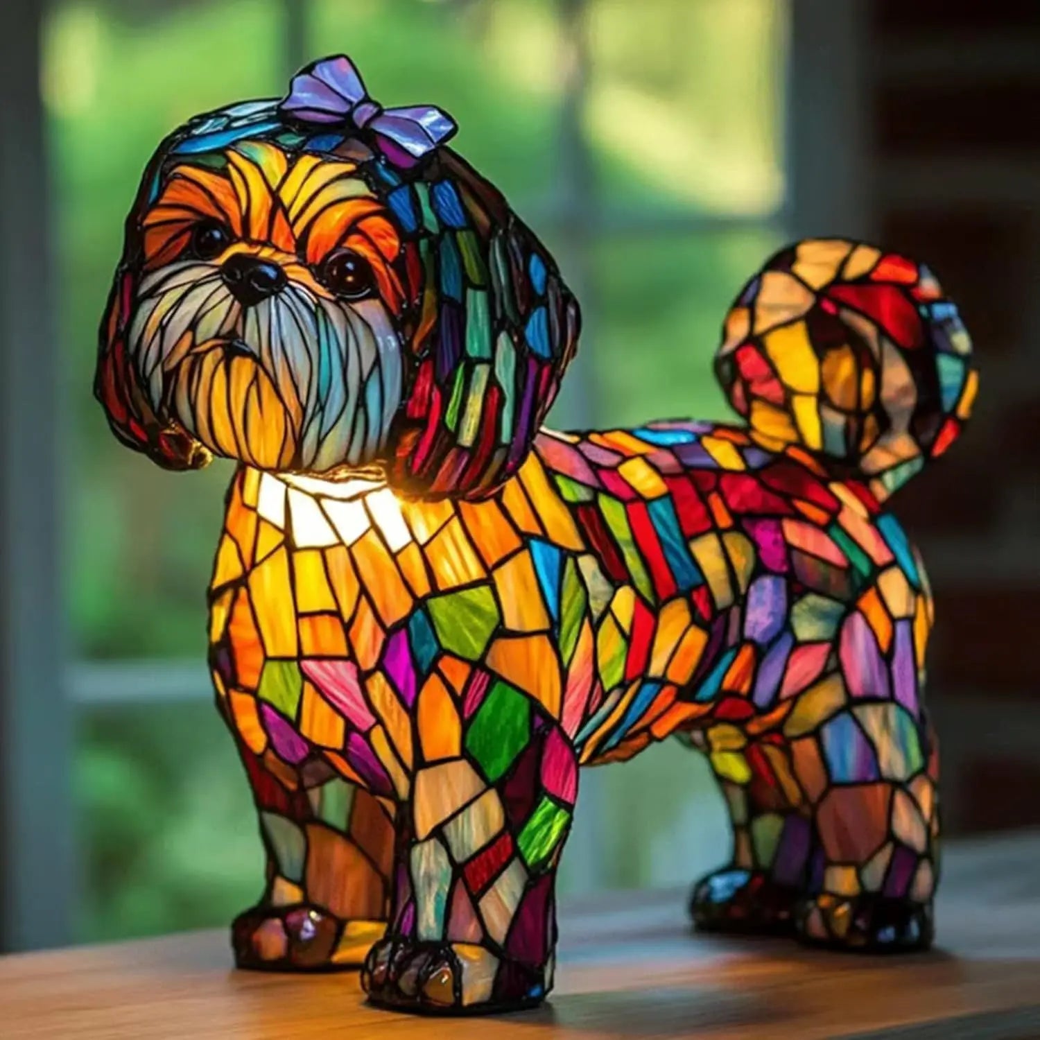 Colorful Dog Figurine Table Lamp Playful Artistic Home Décor