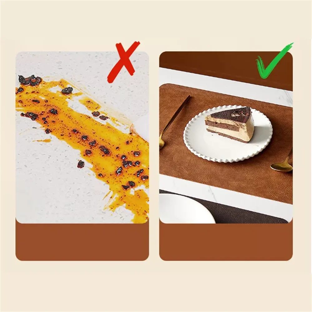 Faux Leather Placemats Double Sided Waterproof Heat Resistant Dining Table Set - Image 4