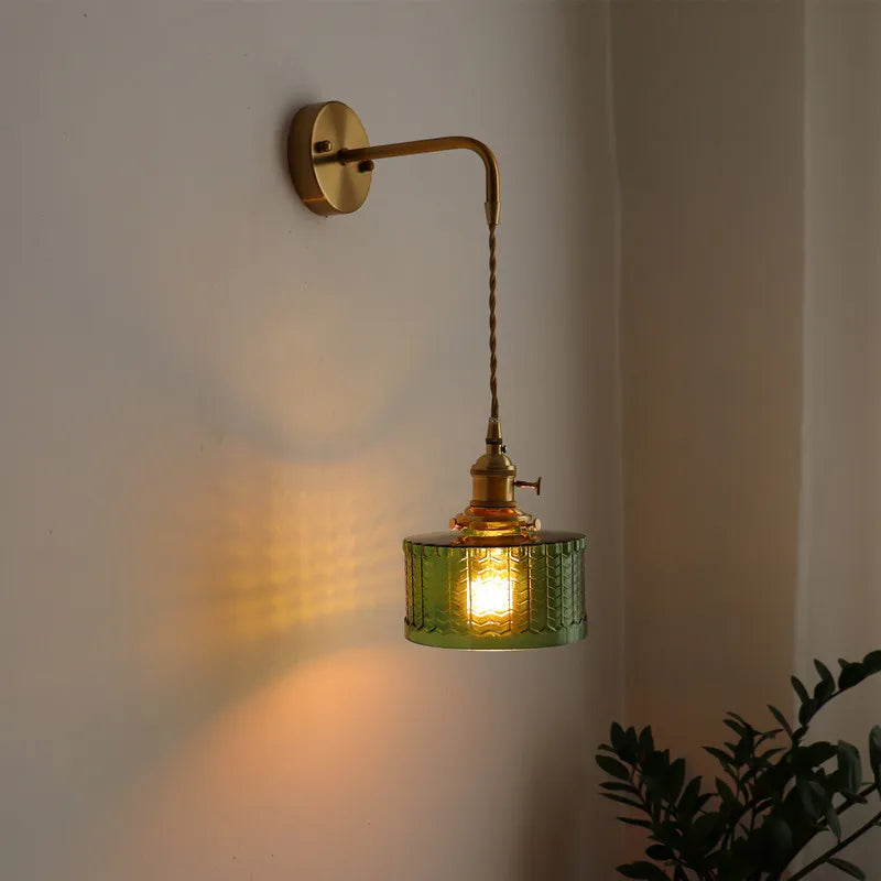 Japanese Vintage Wall Light Green Glass Shade LED Design - Image 3