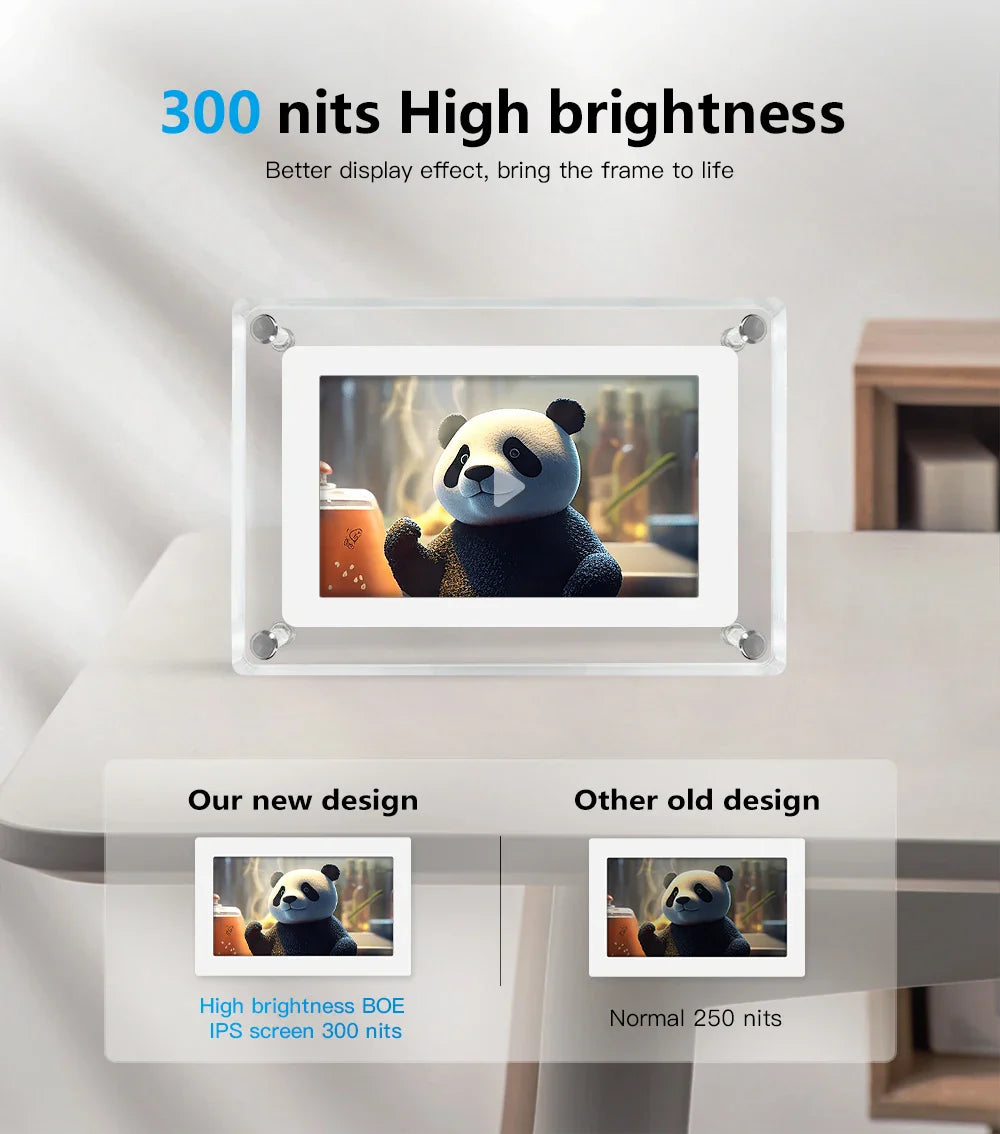 Digital Photo Frame Acrylic Portable IPS Display Rechargeable Battery - Image 6