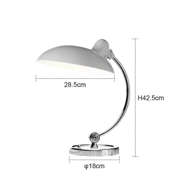 Modern Table Lamp Curved Chrome Metal Bedside Bauhaus Design - Image 8