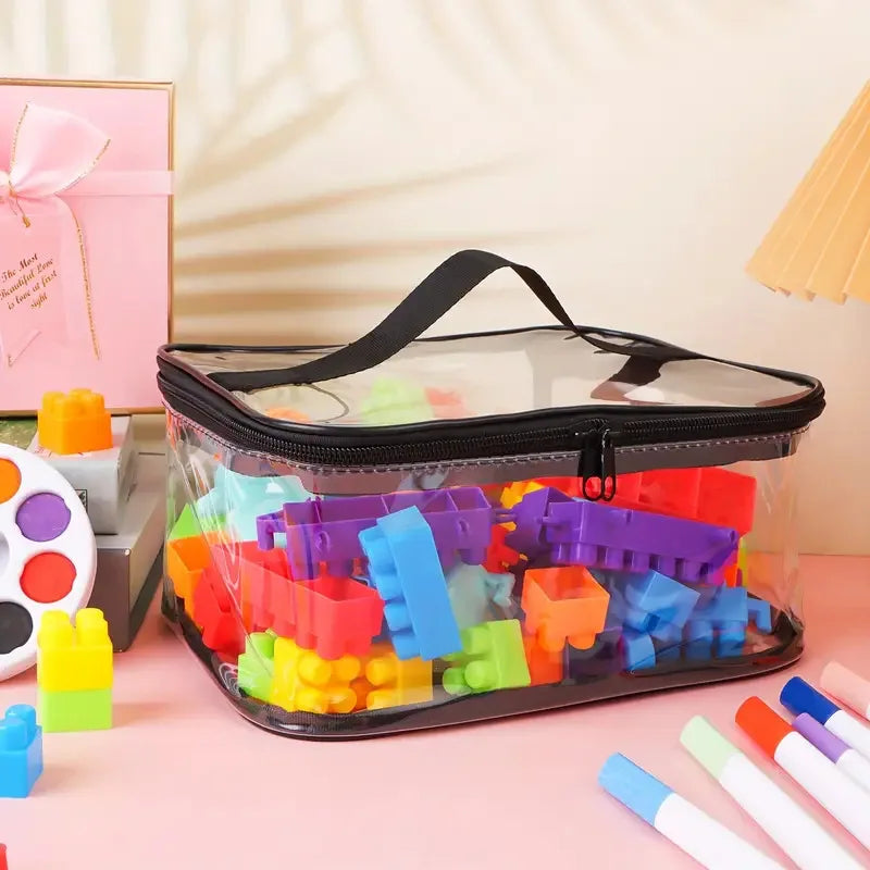 Toy Storage Bag Large Capacity Clear Mesh Organizer Kids Puzzle Block - Image 5