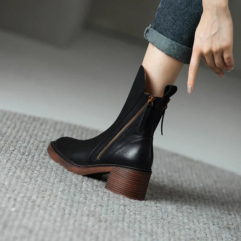 Women's Timeless Modern Durable Ankle Boots with Side Zipper