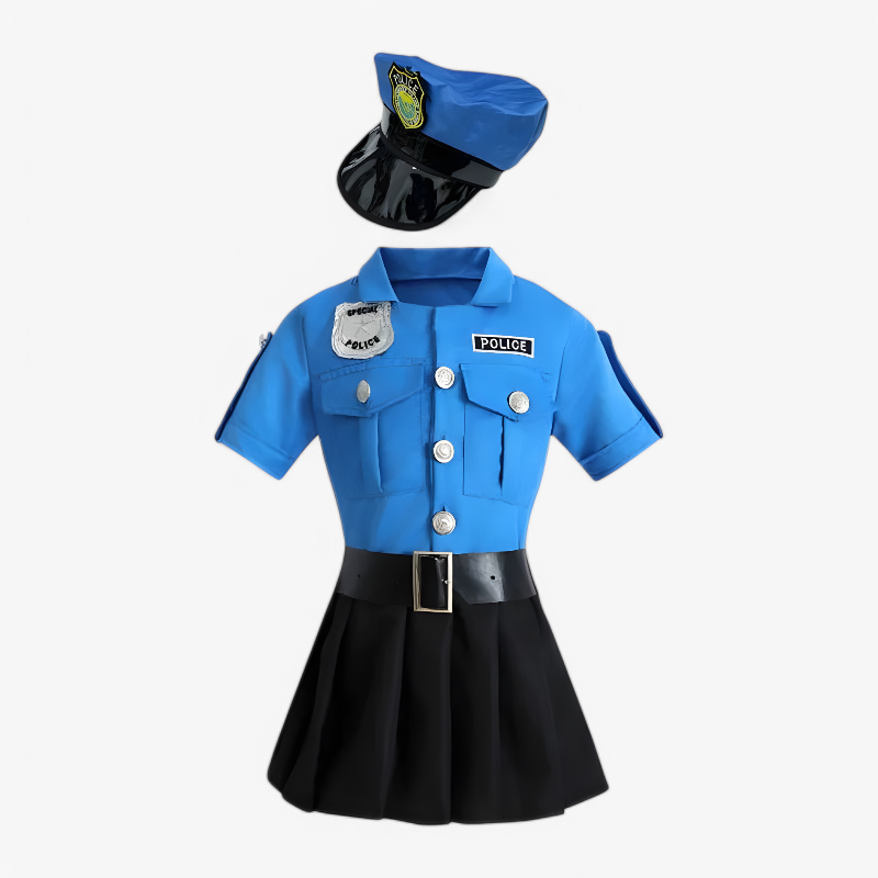 Girls Police Officer Costume Set Hat Accessories - Image 4