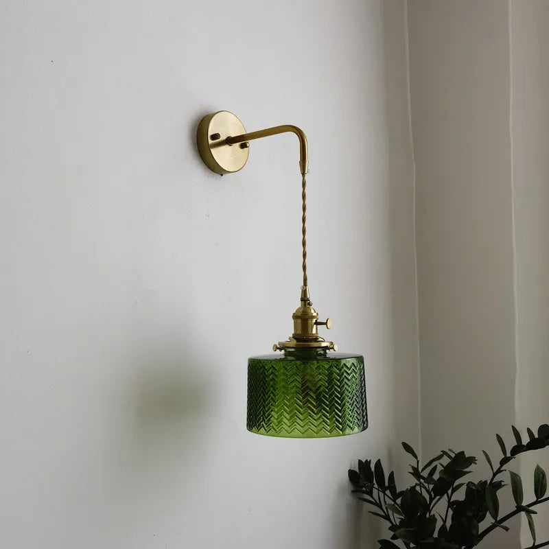 Japanese Vintage Wall Light Green Glass Shade LED Design - Image 4