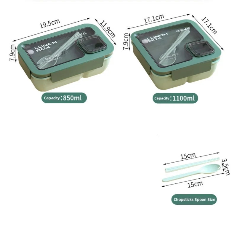 Bento Lunch Box Leak Proof Portable Container Utensils Microwave Safe - Image 6
