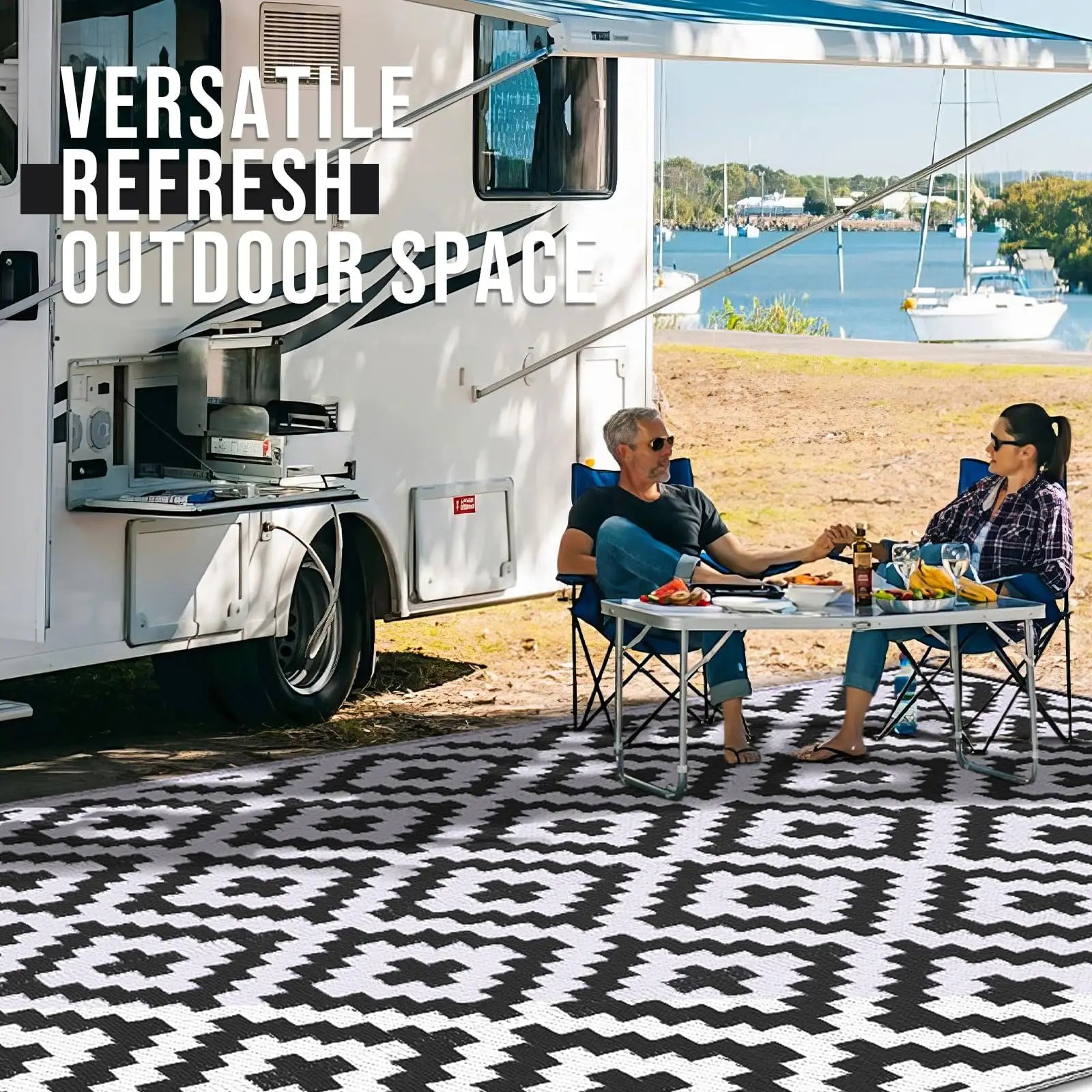 Harbour Haven Outdoor Rug | Reversible Waterproof Patio Mat - Image 2