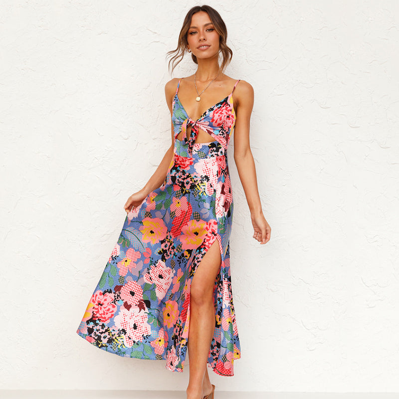 Sunny Elegance Flowery Wedding Guest Dress for Women