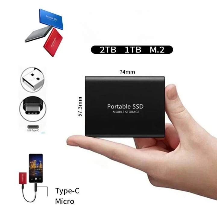 Ultra-Fast Reliable 2TB External SSD USB Storage for Laptops and Desktops