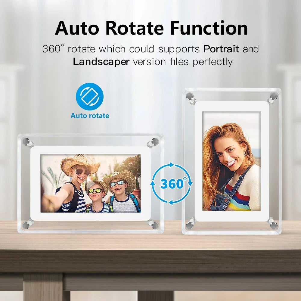 Digital Photo Frame Acrylic Portable IPS Display Rechargeable Battery - Image 7