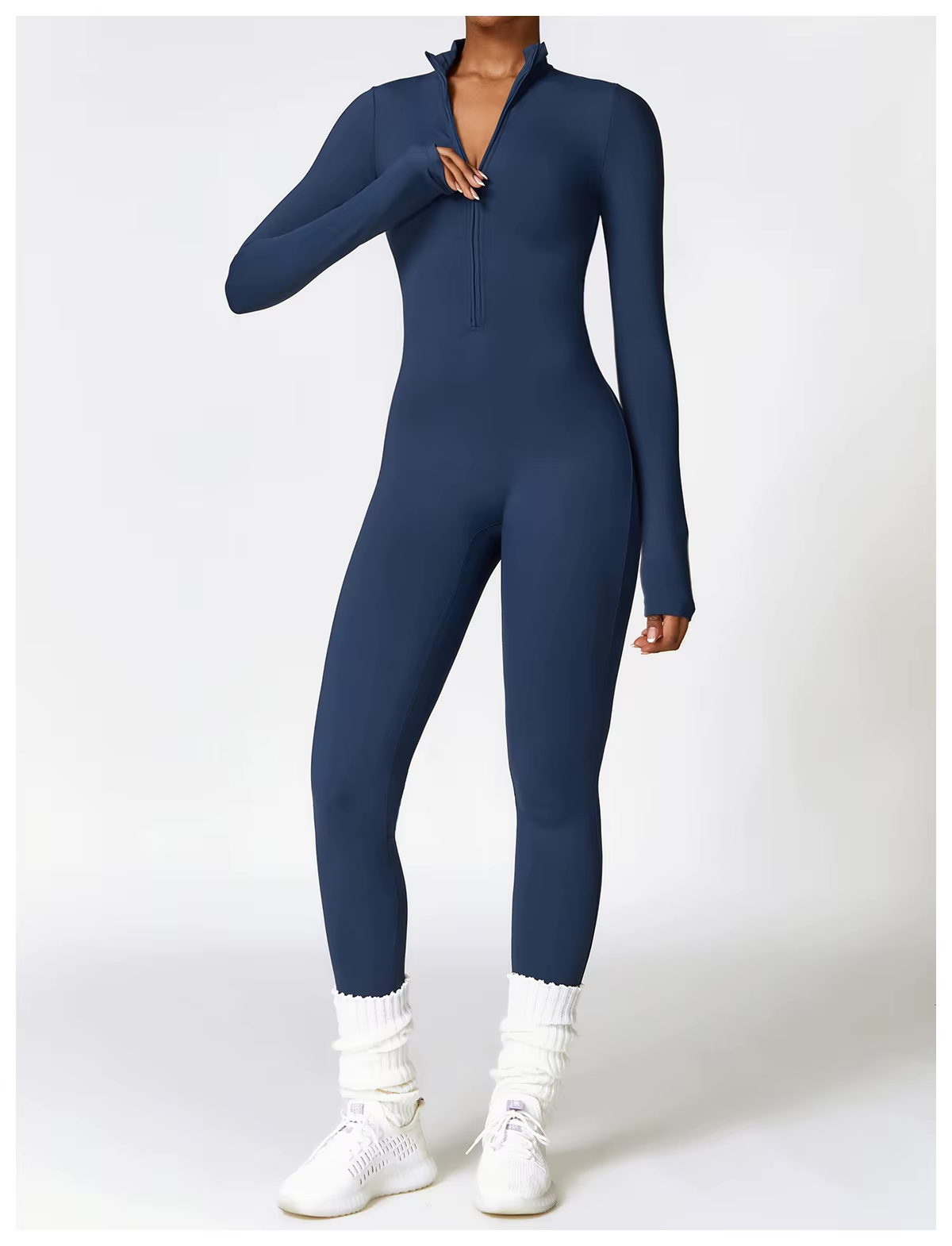 Women's Flexible Collar Winter Body-con One-Piece Jumpsuit