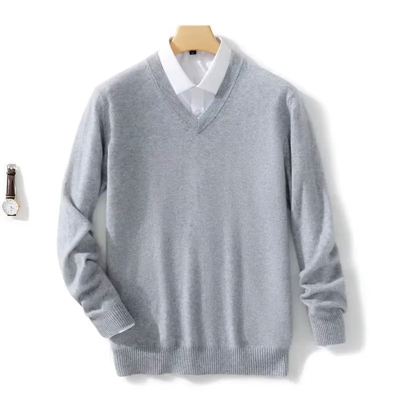 Men’s Versatile V-Neck Daily Sweater - Smart Essential Knitwear