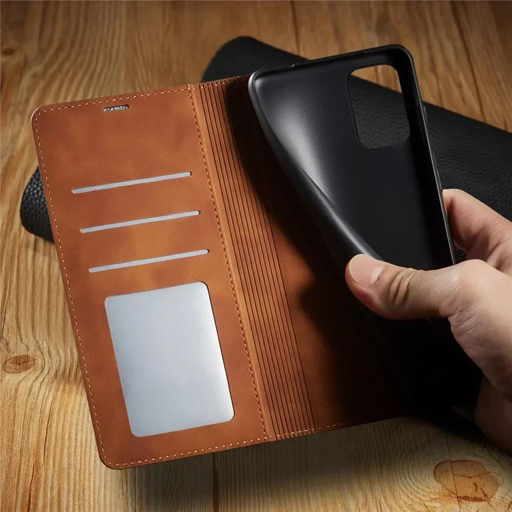 Leather Wallet Case Magnetic Flip Cover - Image 3