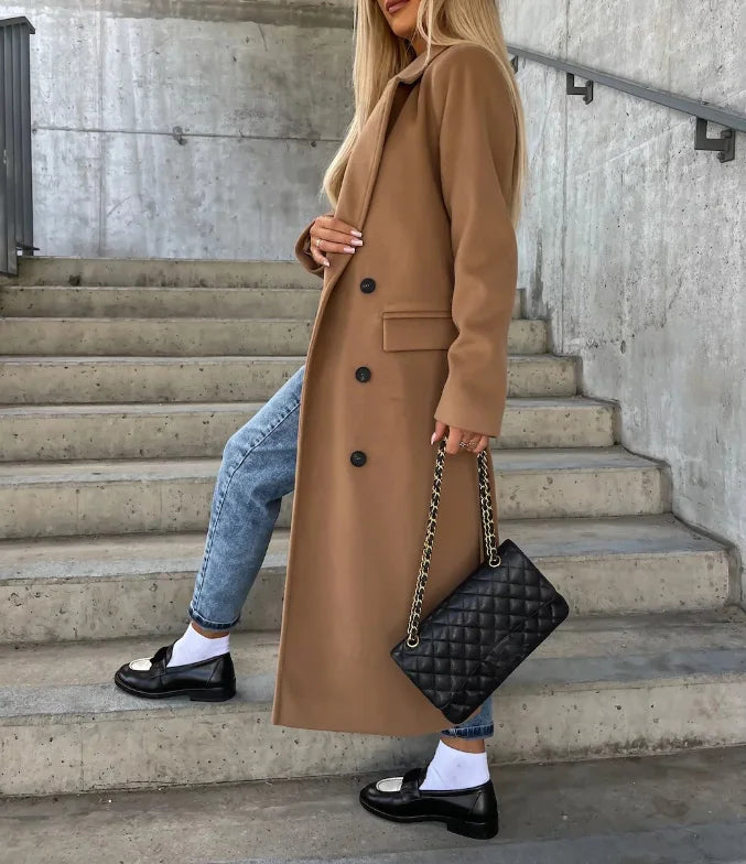 Women's Chic Insulated Belted Button Long Coat