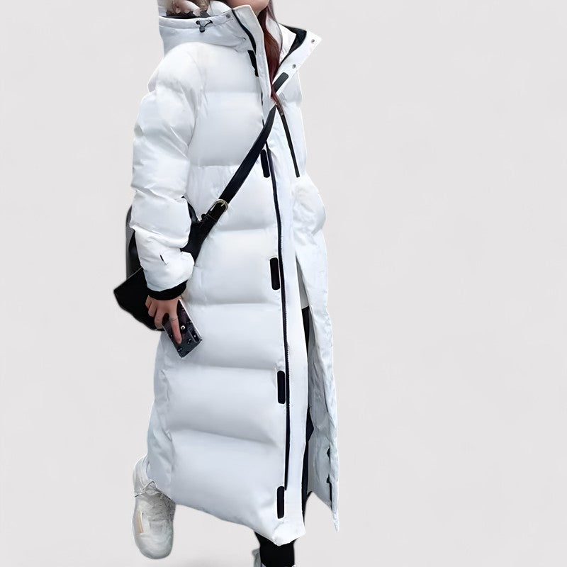 Long waterproof hooded winter parka for women