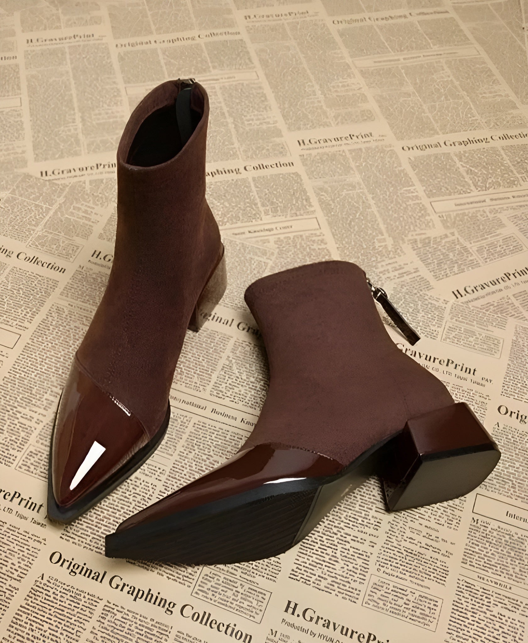 Women's Fashion Glossy Sleek Non-slip Suede Ankle Boots