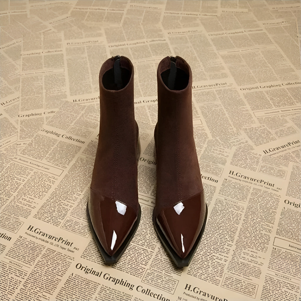 Women's Fashion Glossy Sleek Non-slip Suede Ankle Boots