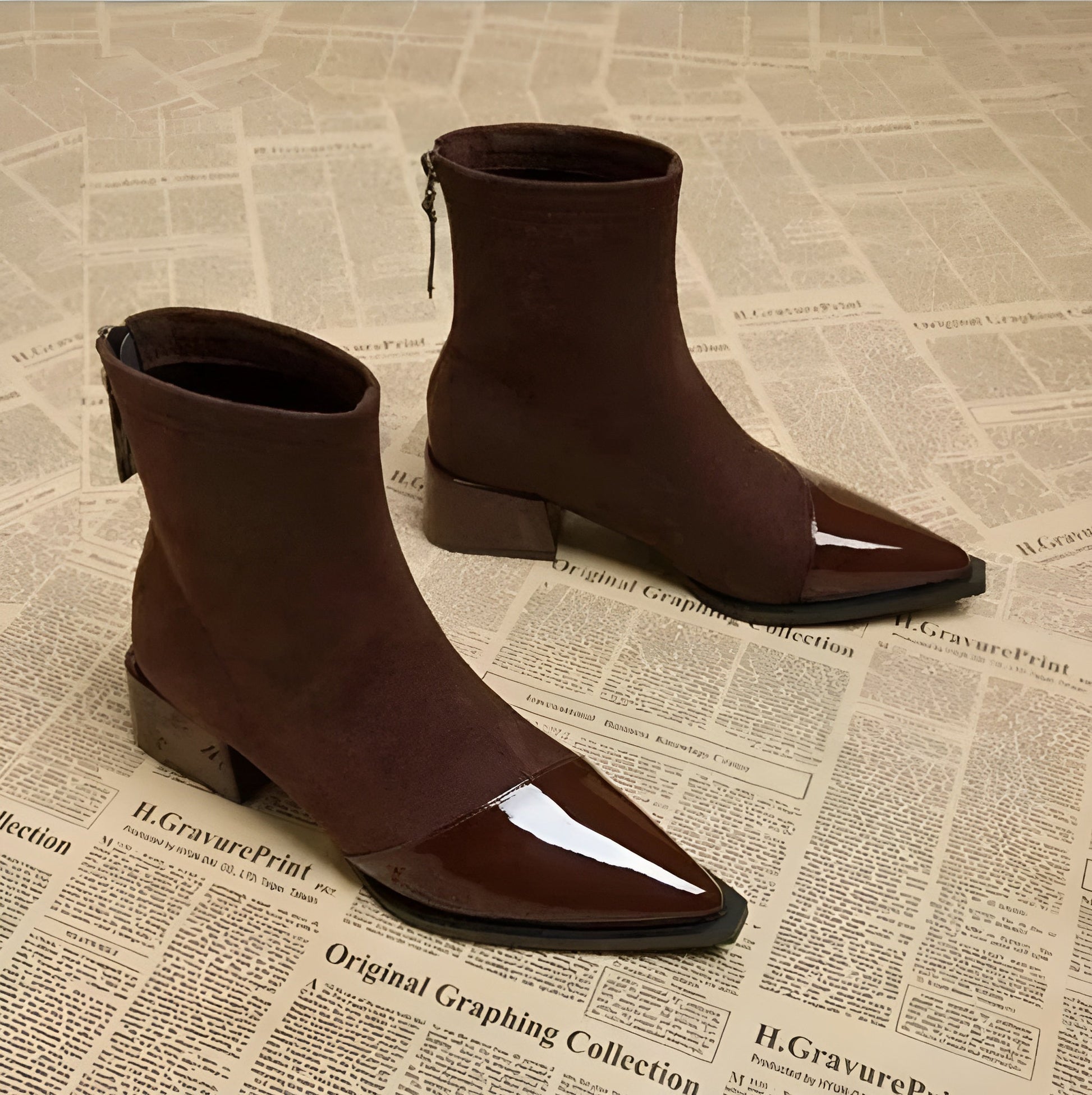 Women's Fashion Glossy Sleek Non-slip Suede Ankle Boots