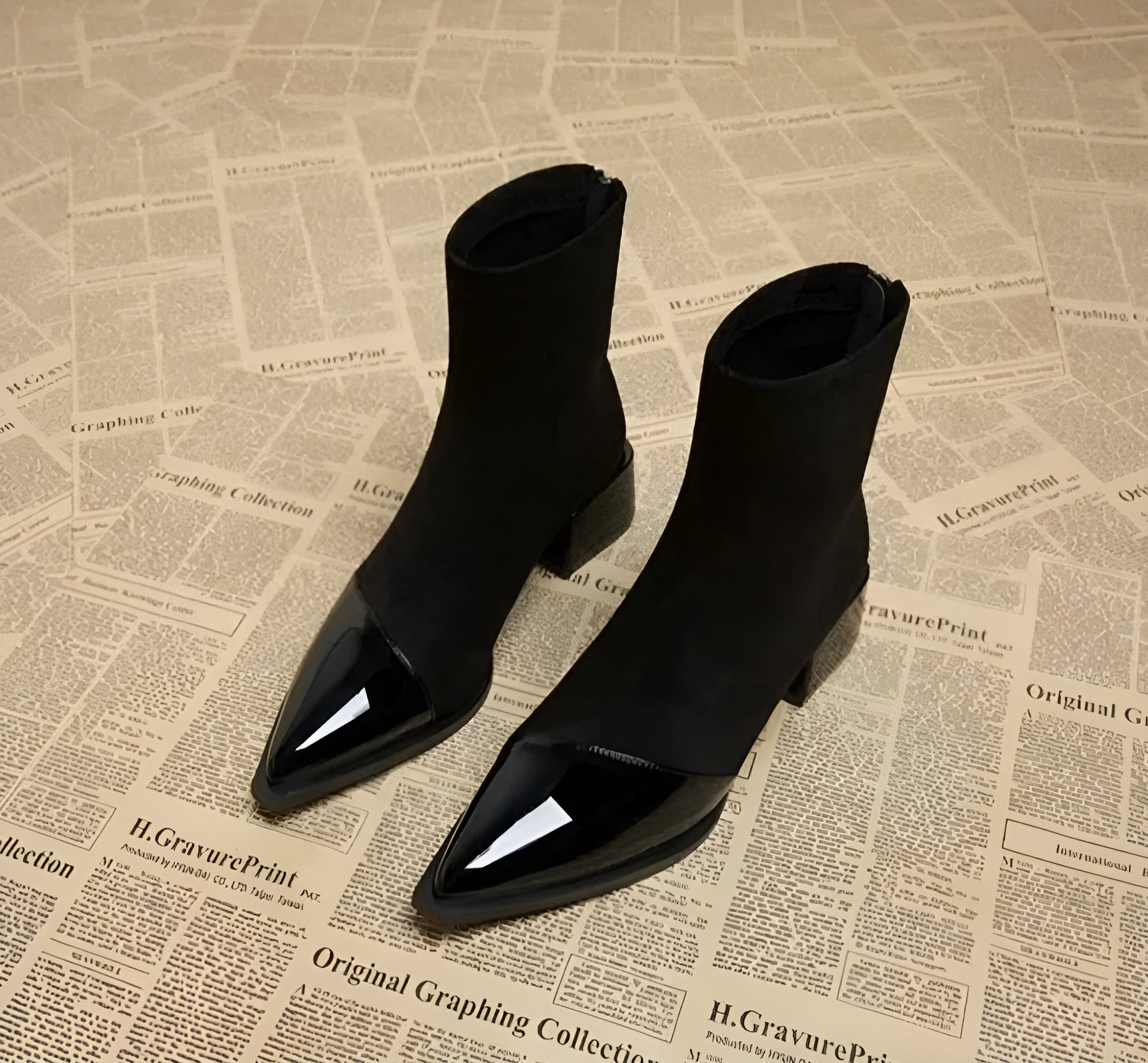 Women's Fashion Glossy Sleek Non-slip Suede Ankle Boots