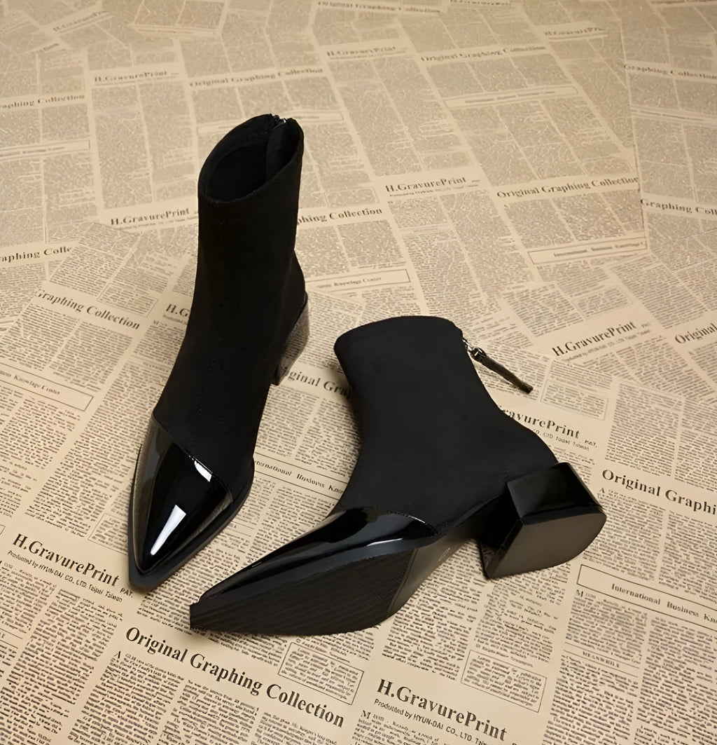 Women's Fashion Glossy Sleek Non-slip Suede Ankle Boots