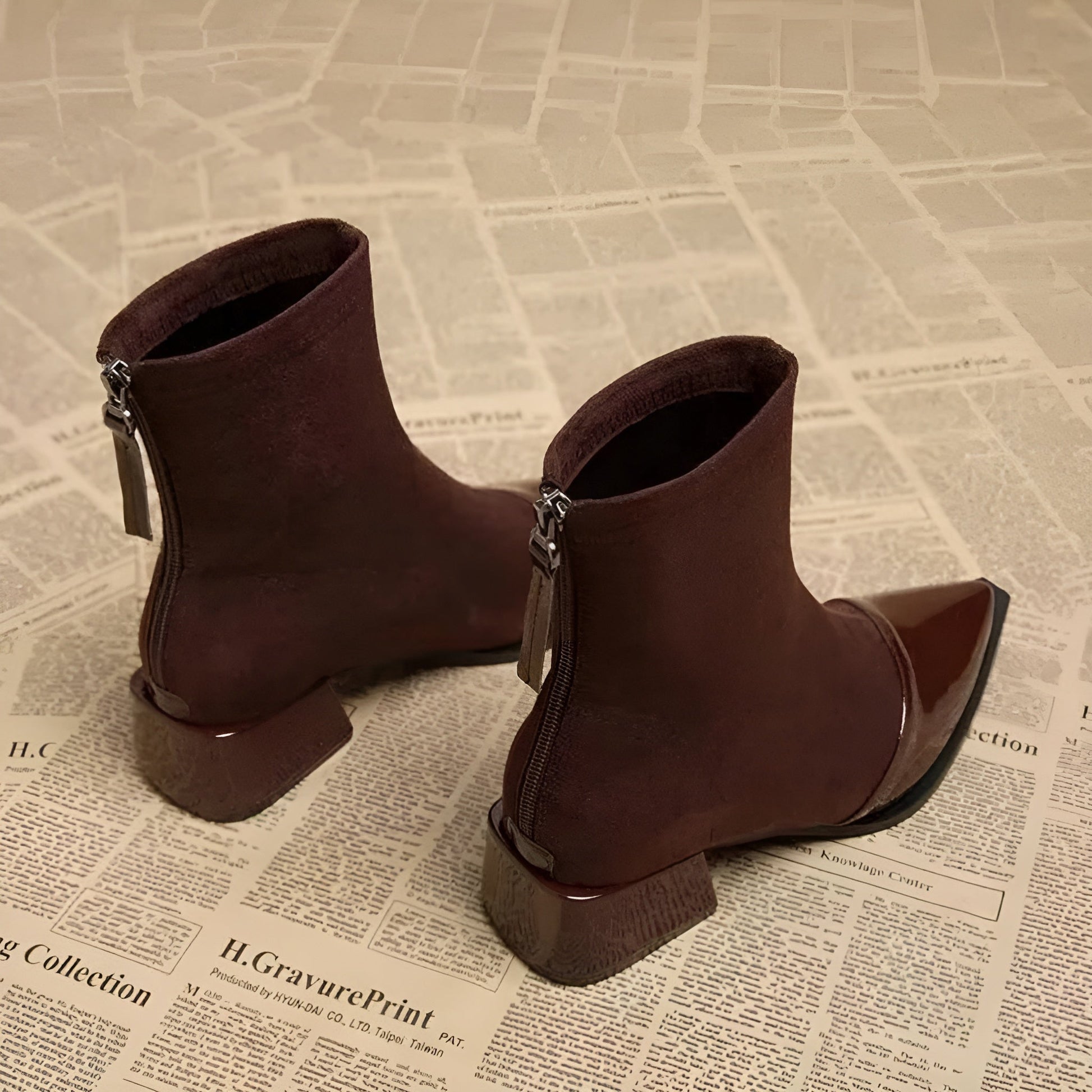 Women's Fashion Glossy Sleek Non-slip Suede Ankle Boots
