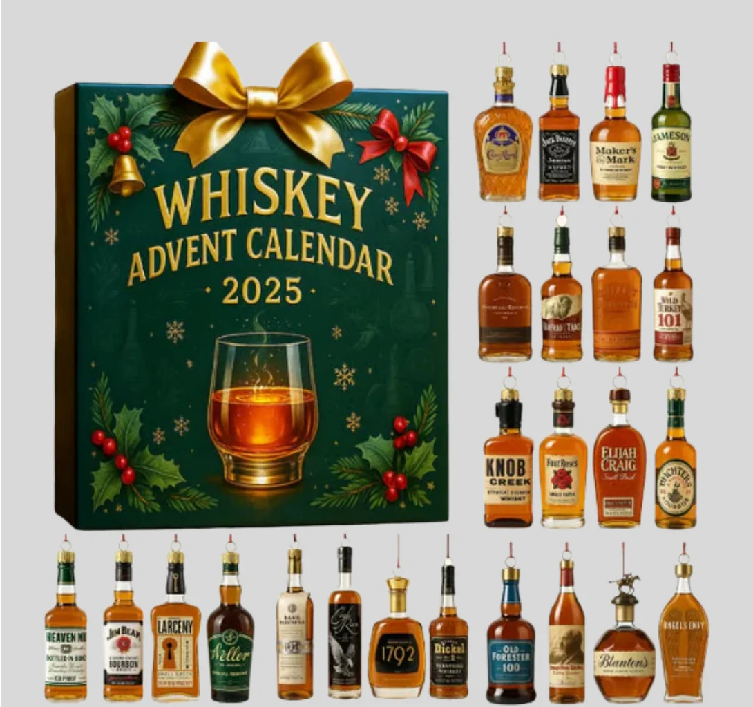 24 Piece Whiskey Advent Calendar 2026 Decorative 2D Bottle Designs - Image 8