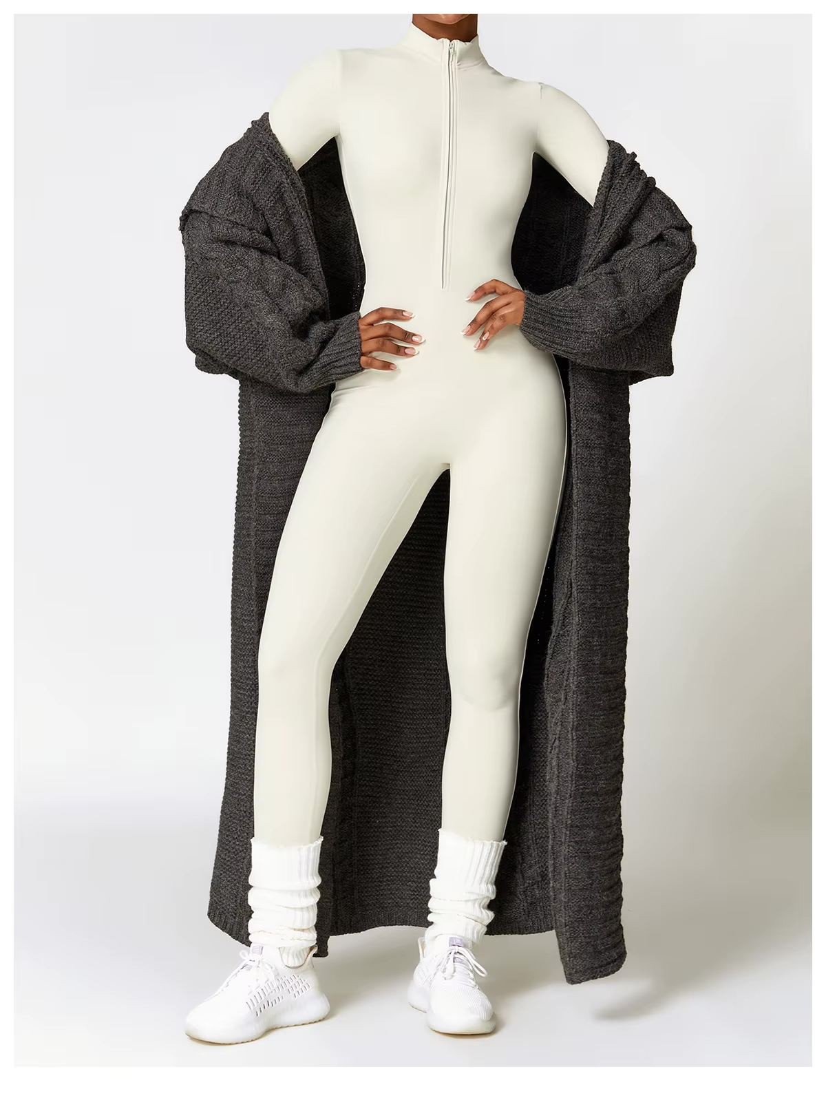 Women's Flexible Collar Winter Body-con One-Piece Jumpsuit