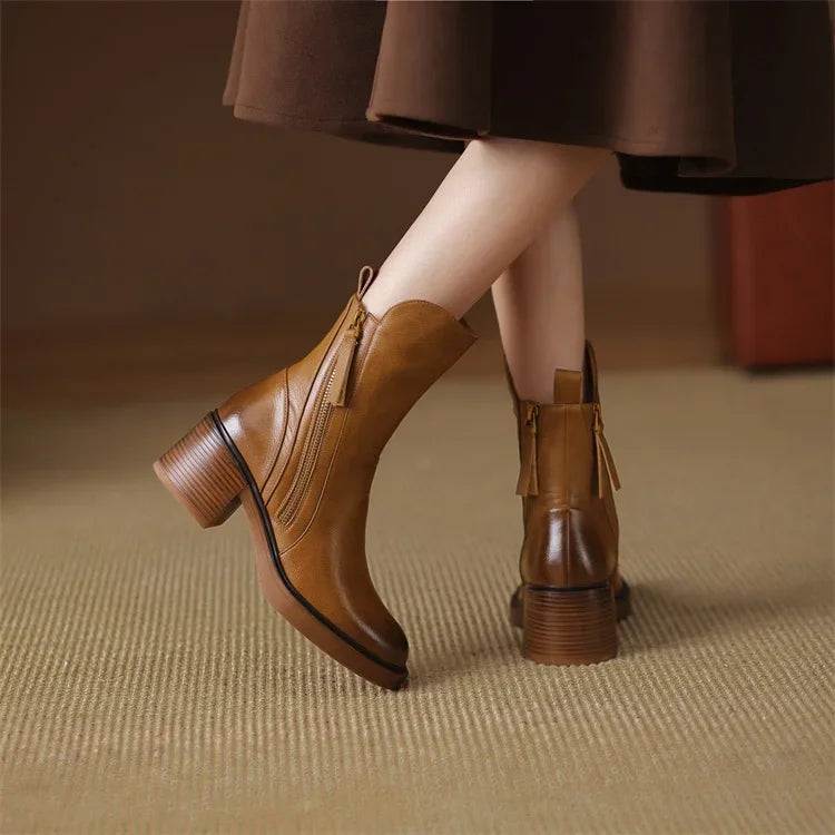 Women's Timeless Modern Durable Ankle Boots with Side Zipper
