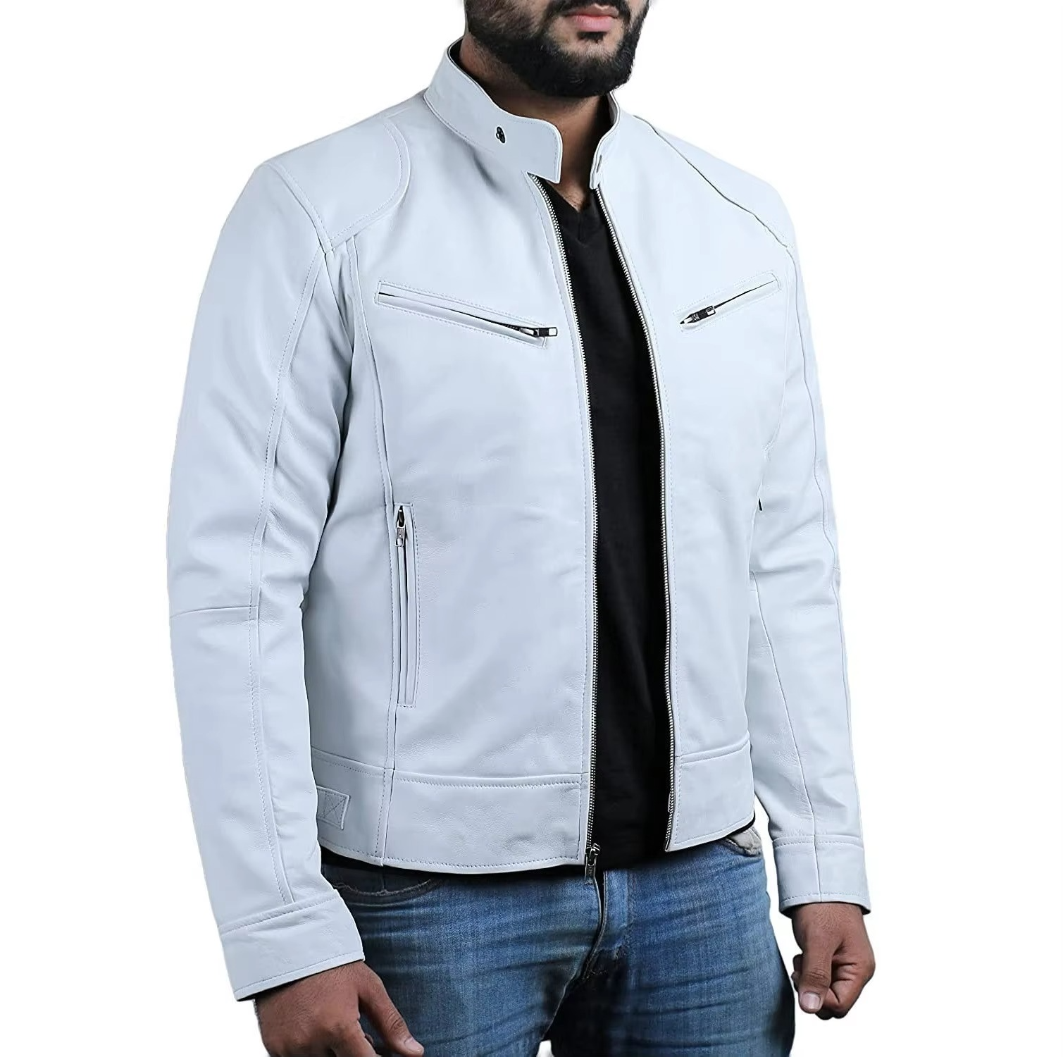 Men's Elegant Warm Buttoned Collar Jacket for All Season