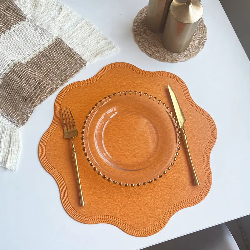 Round Faux Leather Placemats Set 4 Waterproof Heat Resistant Embossed - Image 10