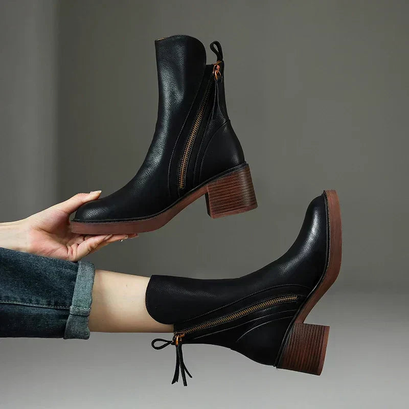 Women's Timeless Modern Durable Ankle Boots with Side Zipper