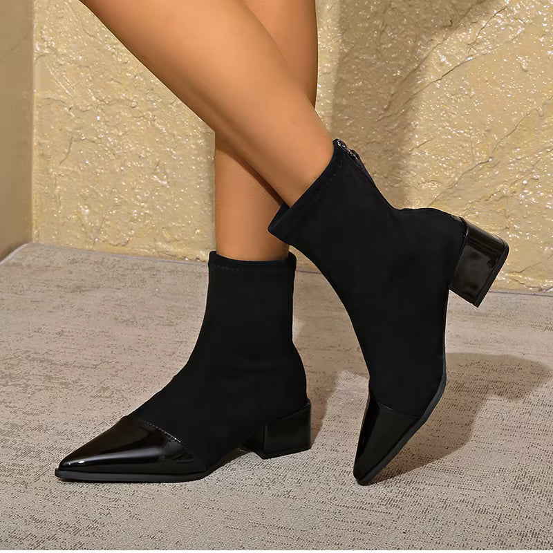 Women's Fashion Glossy Sleek Non-slip Suede Ankle Boots