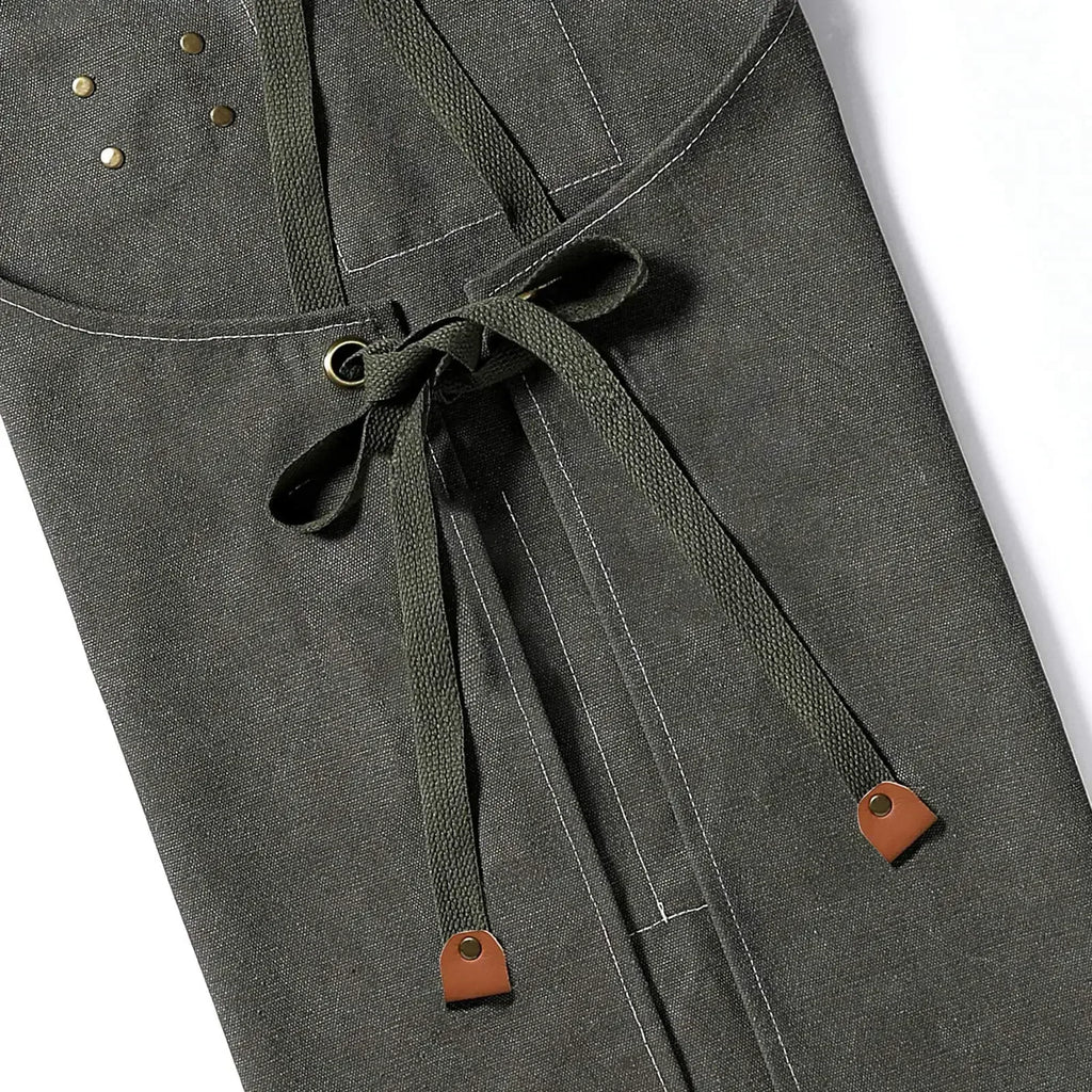 Canvas Apron Unisex Chef Kitchen Workwear Pockets Adjustable Fit - Image 3