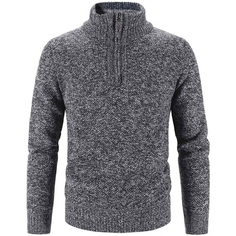 Men's Retro Stand-Up Zipper Collar Winter Sweater