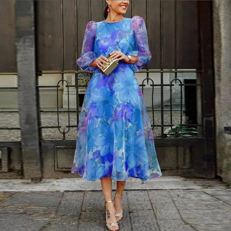 Women’s Formal Subtle Floral Wedding Guest Dress for Formal Celebration or Evening Event