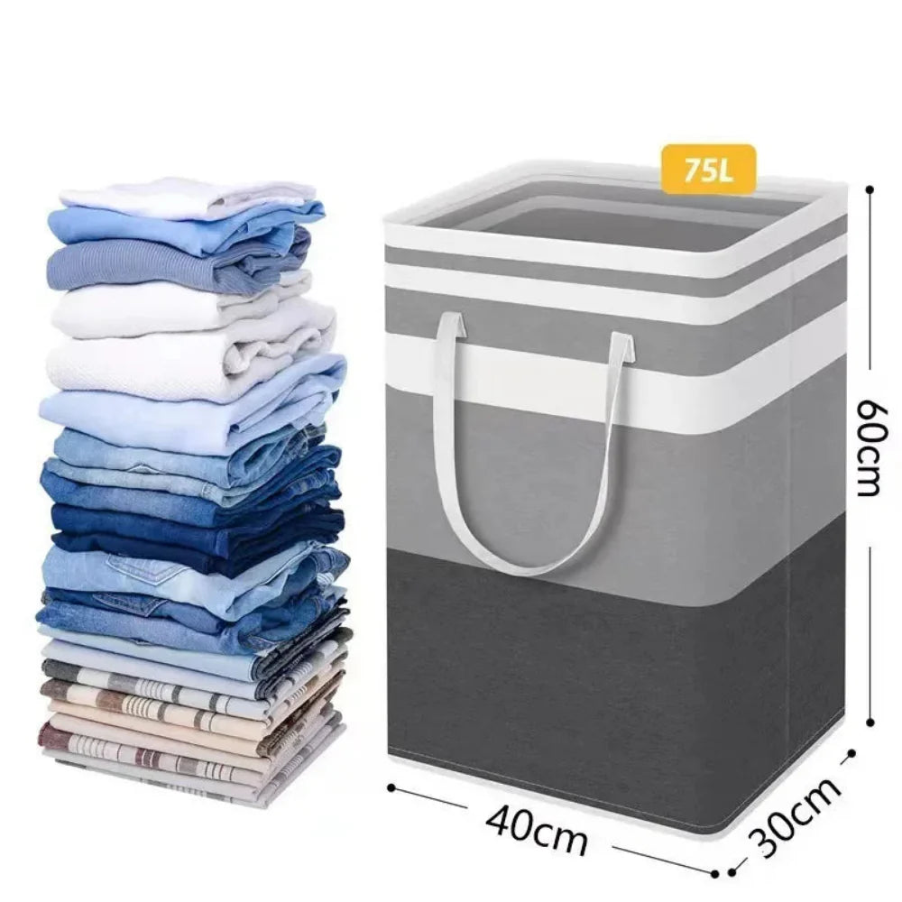 Lauva | 75L Waterproof Laundry Basket | Foldable Fabric Clothes Hamper with Handles - Image 9