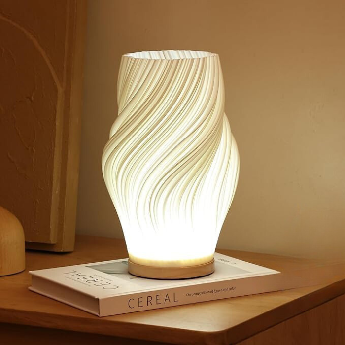 Modern Table Lamp Dimmable USB Wave Shaped Bedside Decor