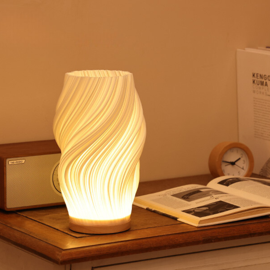 Modern Table Lamp Dimmable USB Wave Shaped Bedside Decor - Image 13