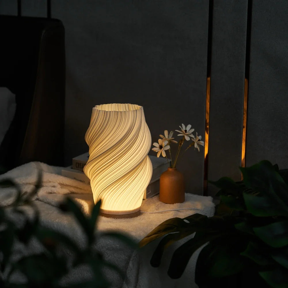 Modern Table Lamp Dimmable USB Wave Shaped Bedside Decor - Image 4