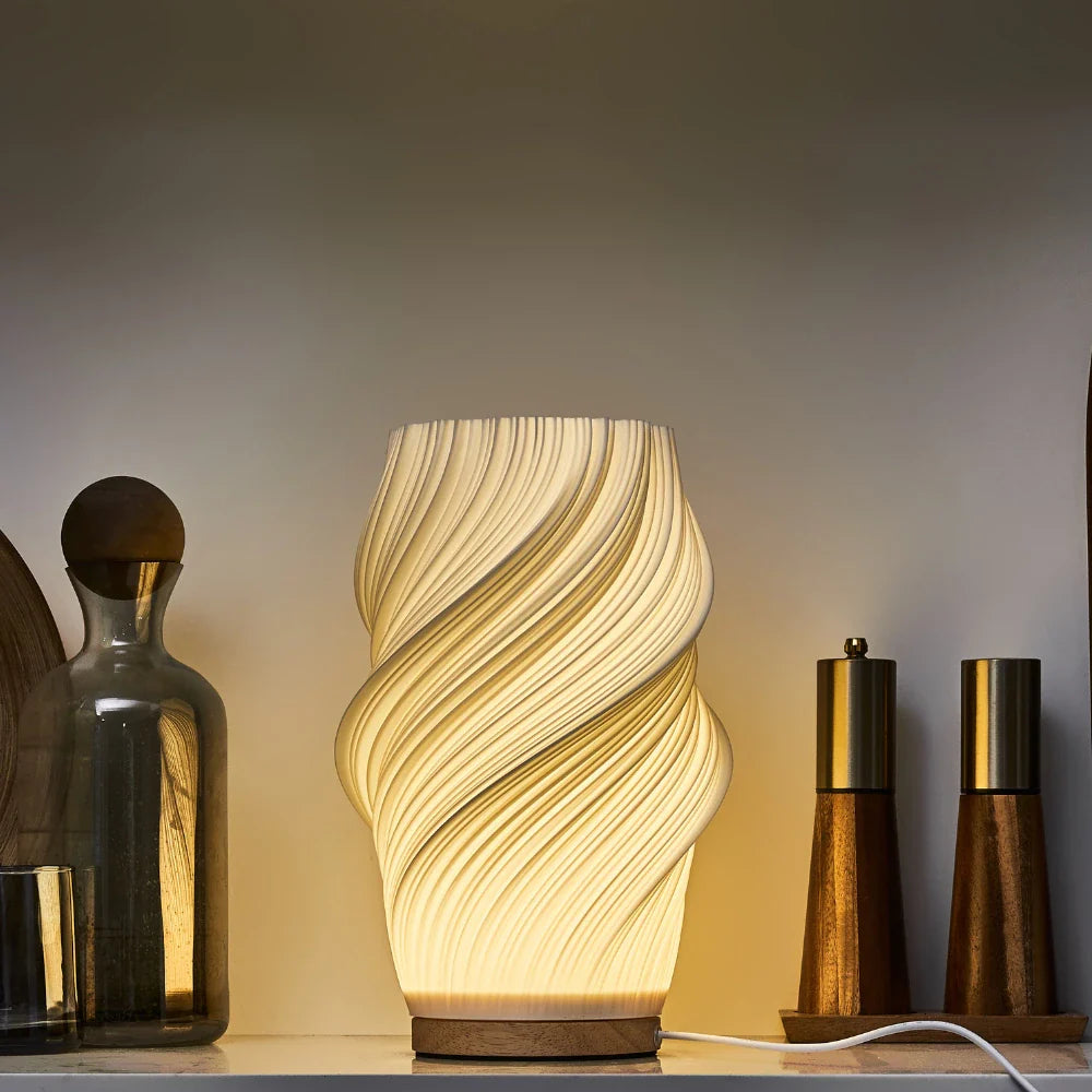Modern Table Lamp Dimmable USB Wave Shaped Bedside Decor - Image 9